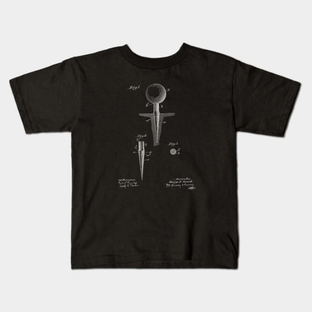 Golf Tee Vintage Patent Drawing Kids T-Shirt by TheYoungDesigns